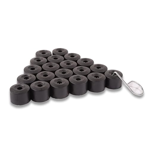 runmade 20Pcs ABS Plastic Wheel Lug Nut Covers Locks Bolt Caps Cover with Removal Tool Compatible with VW Jetta Golf Passat Beetle EOS Black