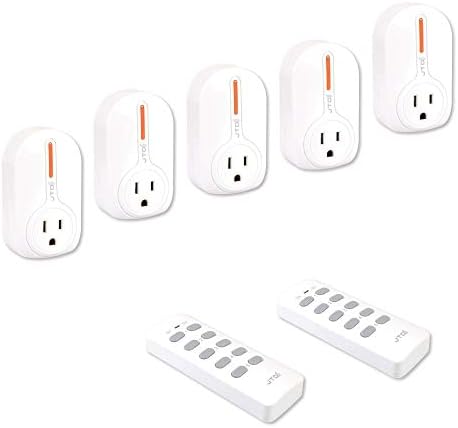 JTD 5 Pack Remote Control Outlet Switch 3rd Generation Energy Saving Auto-programmable Wireless Electrical Plug Switch for Household Appliances Lighting & Electrical Equipment (2 Remotes)