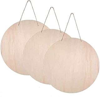 DASNTERED Wooden Circle Sign Wood Hanging Sign Blank, 30cm Unfinished Round Welcome Plaque Home Decor DIY 2 Holes Round Blank Wood Hanging Sign for DIY Crafts Decor