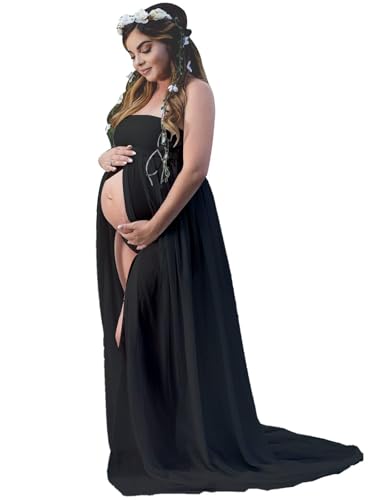 YnimioAOX Maternity Photoshoot Dress Off Shoulder Tube Top, Black