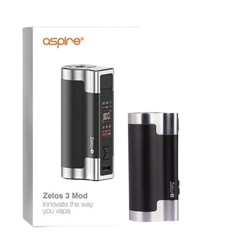 Aspire Zelos 3 Mod Type-C Charging Built-In 3200 mAh battery 0.96 Colour TFT Screen MTL & DTL Compatible Advanced ASP Chipset Button Activated 2ml Cartridge No Nicotine Black