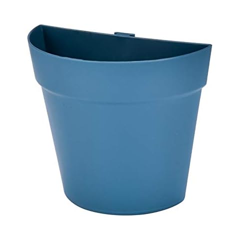 FOReverweihuajz Semicircle Plant Bonsai Flower Pot Planter Bucket + Traceless Sticker,Wall Mount Office Home Decor Blue Cover
