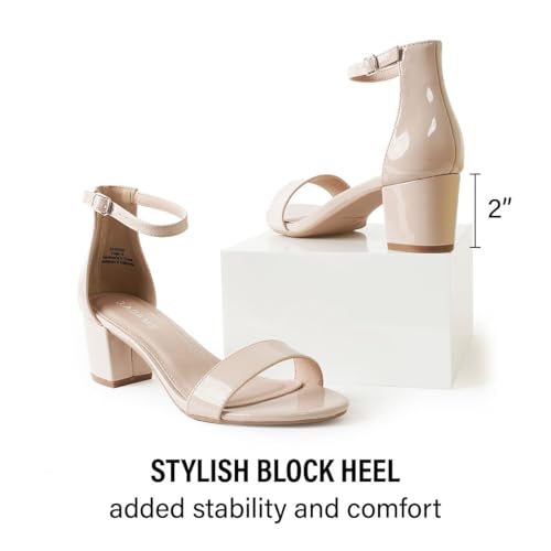 Image of J. Adams Daisy Heeled Sandals - Ankle Strap Low Block, Open Toe Dress Pumps, Chunky Heels - Dressy Shoes for Women - Bridal, Wedding, Summer Sandals