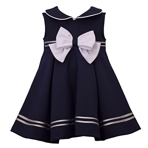 Bonnie Jean Girl's Nautical Sailor Outfit Dress - for Baby, Infant and Toddler Girls, Navy Blue, 2T