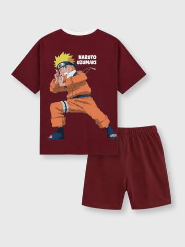 Image of Nap Chief Kids Cotton Naruto Print Co-Ord Set for Boys & Girls | Half Sleeve T-Shirt & Shorts Set | Soft Casual Summer Wear