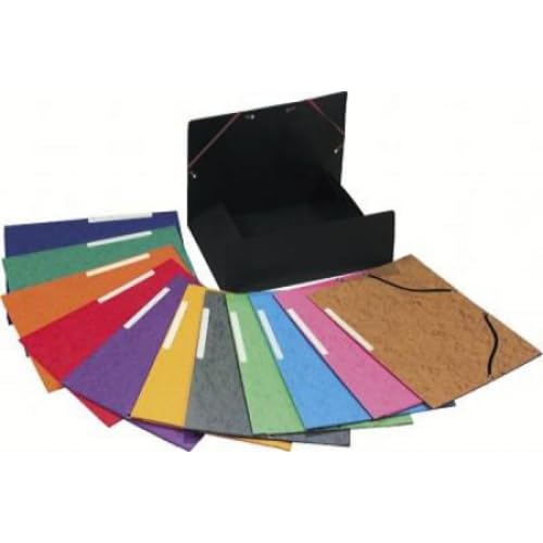 Lotto di 50 cartelline con elastico a 3 alette, carta lucida, colori assortiti (10)