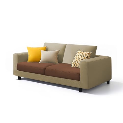 Image of Galib 3+2 Seater Sofa Set for Living Room (Cream Brown Fabric) Premium Fabric Sofa Set