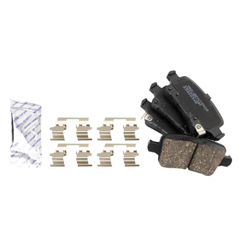 Image of TRQ Performance Rear Brake Pad and Rotor Set Ceramic Coated Drilled Slotted Compatible with 2018 Buick Regal Sportback Regal TourX Chevrolet Equinox GMC Terrain
