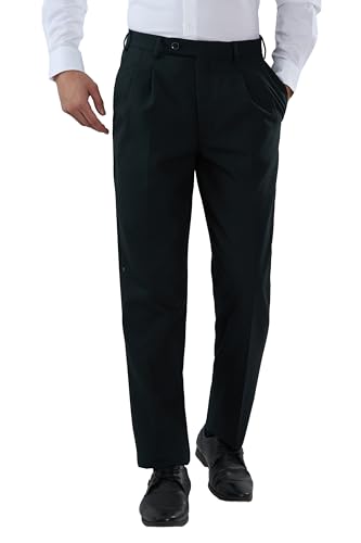 Image of Park Avenue Men Comfort Fit Solid Pattern Poly Wool Blend Double Pleat Formal Trouser