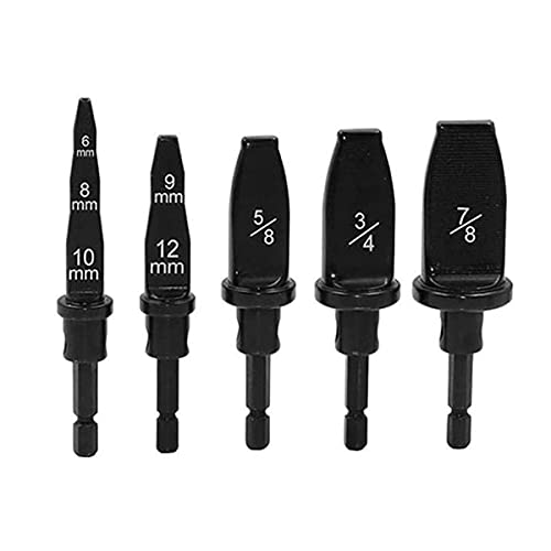 Finco Swaging Tool Drill Bits, 5pcs Manual Copper Pipe Swaging Tool Drill Bit Set Portable Bearing Steel Repairing Set Include 7/8'', 3/4'', 5/8'', 9-12mm, 6-10mm Bits