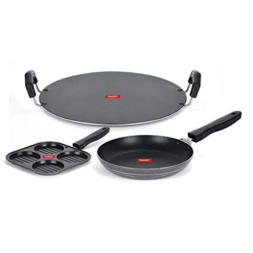 Image of Sumeet NonStick Grizaj Cookware Set (Tawa-30.5cm Dia + Mini Multi Snack Maker - 4 Cavity -19.5cm + Tapper pan - 0.6Ltr - 20Cm Dia)