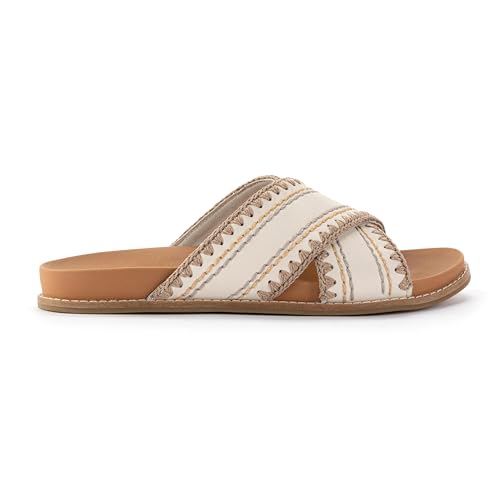 Image of The Sak Penelope Slide Sandal - Women's Flat Fashion Slides with Soft Cushion Sole -Hand Crochet Slip On Sandals For Everyday