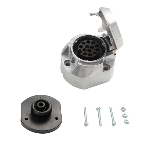 Feuunly Alliage d'aluminium Prise Remorque 13 Broches Femelle, 12V Prise Remorque Connecteur Standard Européenne, Prise avec Joint en Caoutchouc, pour...