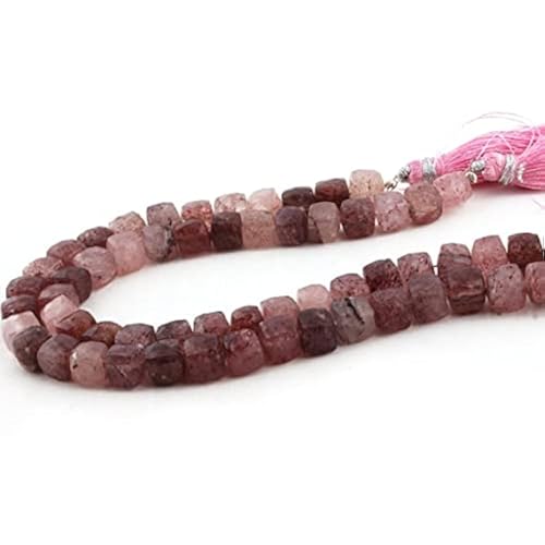 Quartz fraise perles cubes facettées 7mm pour création de bijoux SB1470