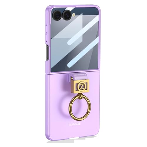 Coque Samsung Z Flip 7 violette avec anneau pour sécuriser vos photos en voyage