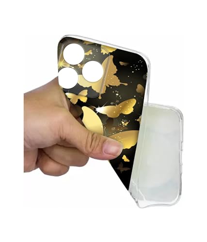 Image of Golden Butterfly Pattern Design Printed Silicon Soft TPU Back Case Cover for Realme C63 4G / Narzo N63 4G
