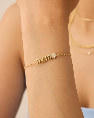PAVOI 14K Gold Plated Mom Bracelet for Women | Dainty Bracelet Gift for Moms with Cubic Zirconia Accent2