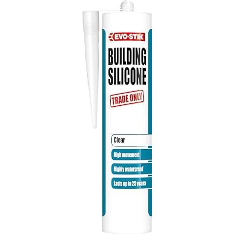 EVO-STIK Building Silicone Sealant, Waterproof, High Movement Accommodation, Interior & Exterior Use, Lasts up to 25 Years, Colour: Clear, Size: 290ml Cover