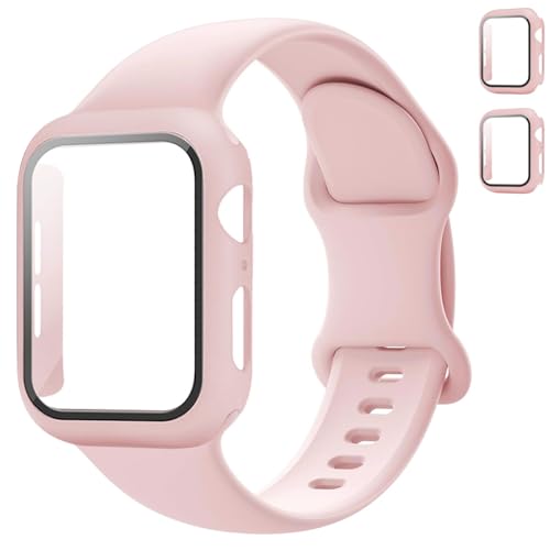 Sport Band and Case for Apple Watch Band 42mm 41mm 40mm 38mm 46mm 45mm 44mm iWatch Bands for Women/Men,Silicone Strap with Cover Combo for Apple watch Series 10 9 8 7 6 5 4 3 SE Ultra/2 49mm