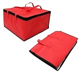Generisch Pizza Transporttasche Isoliert, Große Speisentasche, Thermische Isolierung für Heiße & Kalte Speisen, Mit Reißverschluss & Verstärkten Griffen (Rot)