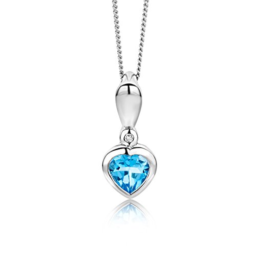 Miore   Colgante de oro blanco de 9 quilates con topacio azul (.005)