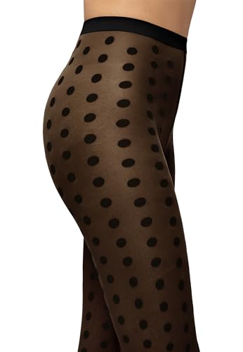 Wolford Bonny Dots Tights For Women Pantyhose Hosiery Stocking Sheer-Opaque Delight with Bold Polka Dots & Knitted Waistband3