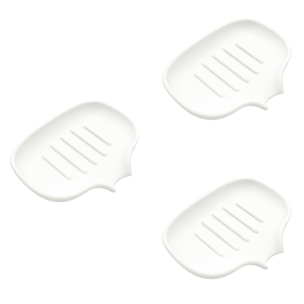 CTRLZS Self Draining Soap Dish, Quick Drain, Bathroom Soap Dish Silicone Soap Tray for Kitchen White