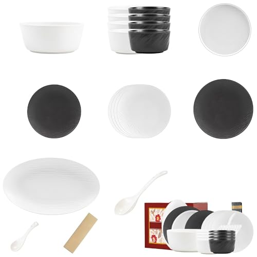 食器セット 高級食器セット お皿セット ボウル 皿 サラダボウル 箸 4/6/10/12人用 釉下彩 陶器 傷 摩耗 耐熱性 家庭用 電子レンジ 消毒器 食器洗い機 オーブン対応 祝いプレセント 結婚祝い 休日や日常使いに最適(36個)