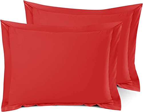 Lot de 2 taies d'oreiller Oxford, 100 % polycoton ultra douces de qualité supérieure pour chambre à coucher, 50 x 75 cm (rouge) Cover