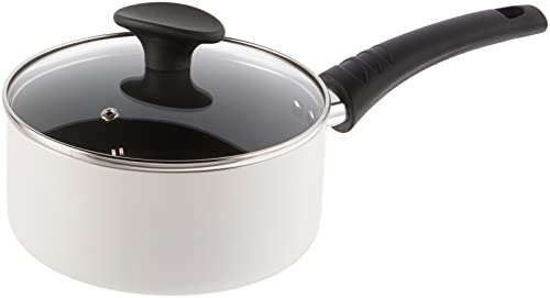 BELLA Cookware Set, 12 Piece Pots and Pans with Utensils, Nonstick PFOA Free Scratch Resistant Cooking Surface Compatible with All Stoves, Nylon and Aluminum, Cream