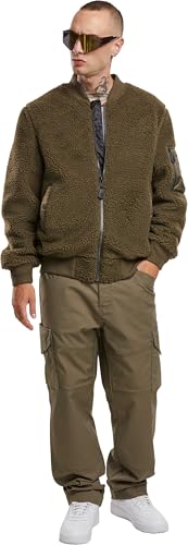 Veste polaire MA1 Sherpa homme olive à col teddy et maille pelucheuse isolante