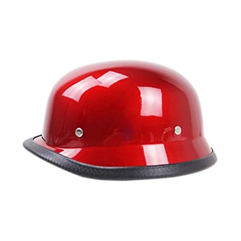 SanQing Motorcycle Helmet,Summer Handmade Personality Vintage DOT Approved, German Style Half Helmet Motorcycle Cruiser Scooter Cool Helmet for Men And Women,Red,L Cover