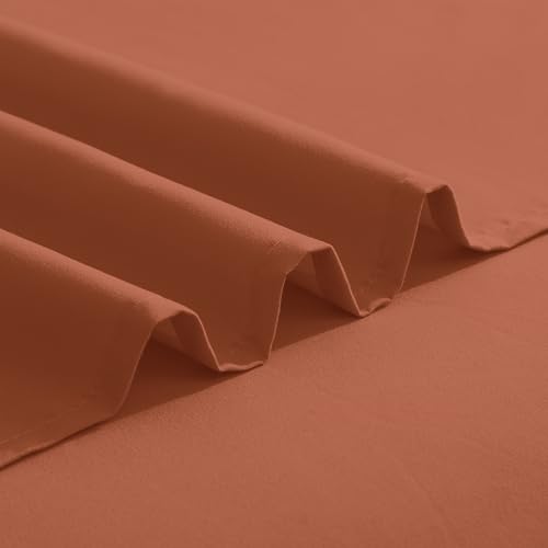 Image of Elegant Comfort Luxurious 1500 Premium Hotel Quality Microfiber Three Line Embroidered Softest 4-Piece Bed Sheet Set, Wrinkle and Fade Resistant, Full, Coral