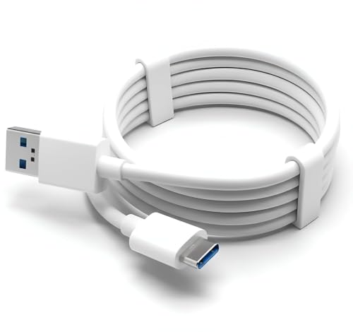 Image of Fast Charge USB-C charging cable for Galaxy S21 FE - White 1 meter, 22.5W Power Support, Flexible Cable, Soft-Flex Cable