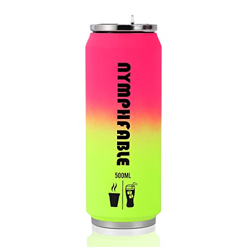 NymphFable 500ml Vistoso Taza con forma de lata Taza termica Doble Pared Acero Inoxidable Vaso Termo Cafe para llevar
