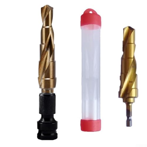 Broca escalonada de núcleo HSS de 5 pasos de 14-22 mm con vástago hexagonal para destornillador de impacto, acero, madera, aleación de aluminio, hoja de PVC (b)