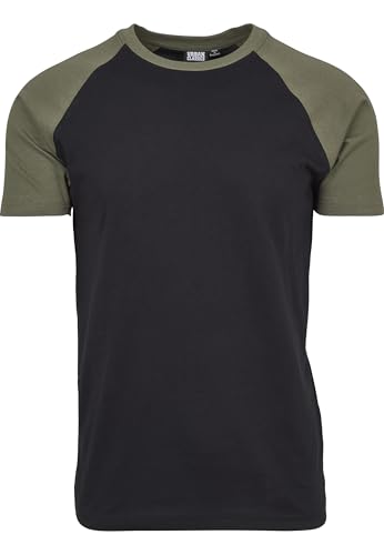 Urban Classics T-Shirt Raglan Contrast Homme T-Shirt Manches Courtes Noir/Olive M