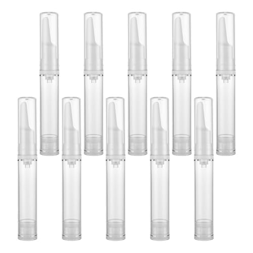 SOLUSTRE 10 Botellas sin Aire de Plástico de 10 Ml para Suero Ocular Dispensador Recargable, Envase Cosmético Portátil Adecuado para Viajes y Almacenamiento