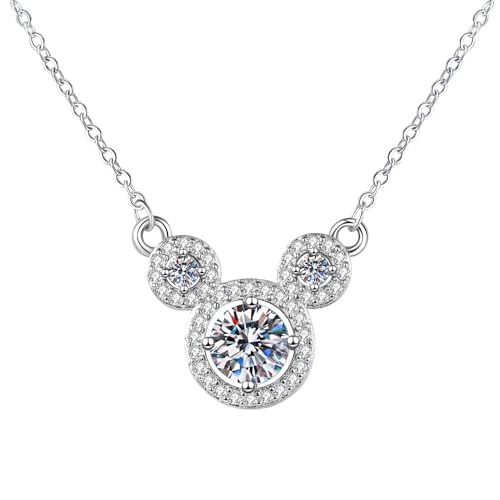 925 Sterling Silver Necklaces for Women's Pendant Beads Simulated Diamond Necklaces for Women with Cubic Zirconia