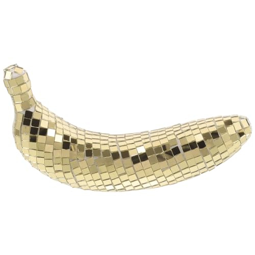 ABOOFAN Disco Ball Banana Statue Home Decor, Reflective Fruit Banana, Retro Banana Decoration, Reflective Disco Ornament, Disco Party Ornament Banana Figurine Prop Golden