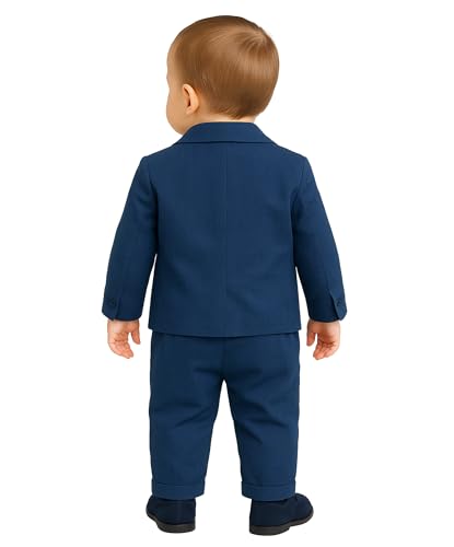 Image of SIRRI Baby Boys Textured Slim Fit Suit 4-Piece Ring Bearer Set (Newborns to 24 Months)