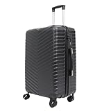 STRAVIA – Vic – Grande Valise 75 cm – ABS légère et résistante – Bagage Rigide – Serrure à Code sécurisée – 4 Roues Double Ultra fluides – Black – 76 x 50 x 28 cm