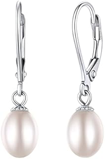 Handpicked Freshwater Cultured Pearl Drop Earrings for Women 925 Sterling Silver Elegant Earrings(with Gift Box)