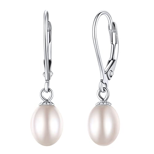ChicSilver 925 Sterling Silver Freshwater Cultured Pearl Drop Earrings for Women Engagement Wedding Jewelry