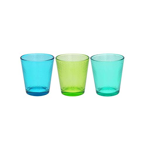 Tognana Set 3 Bicchieri, Vetro, Multicolore in tonalità azzurro