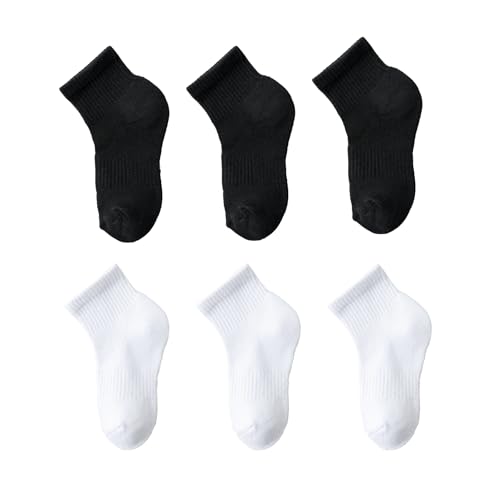 Boys Athletic Socks Half Crew Cushion White Cotton Soft Comfortable Socks for Kids