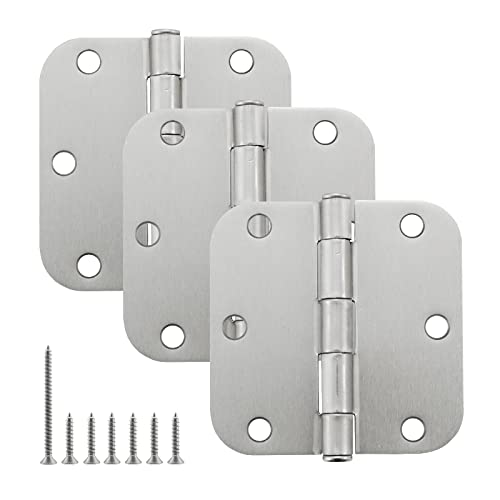 HOME MASTER HARDWARE 3 Pack Rounded Satin Nickel Door Hinges,