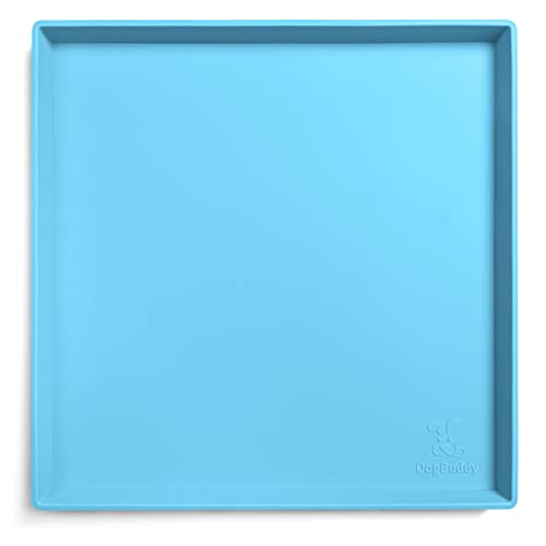 DogBuddy Waterproof Silicone Dog Bowl Mat with Raised Edge, Nonslip Pet Feeding Mat for Floors (XS: 11" x 11", Maya)