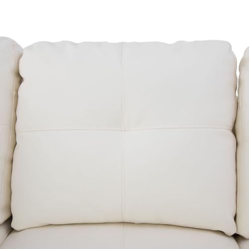 Image of L-Shaped 3-Piece Semi PU Synthetic Leather Sofa with Storage Ottoman Set, Sectional Couch Sofa Set for Living Room, Office, Small Space, White and Black-2
