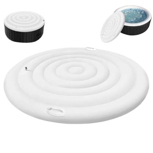 Aufblasbare Whirlpools Abdeckung, Ø 145 cm Rund Thermoabdeckung für Whirlpools, Energiesparende Spa Abdeckung mit Griff, Aufblasbare Poolabdeckung, Whirlpoolzubehör, Winddichter & Regenfester